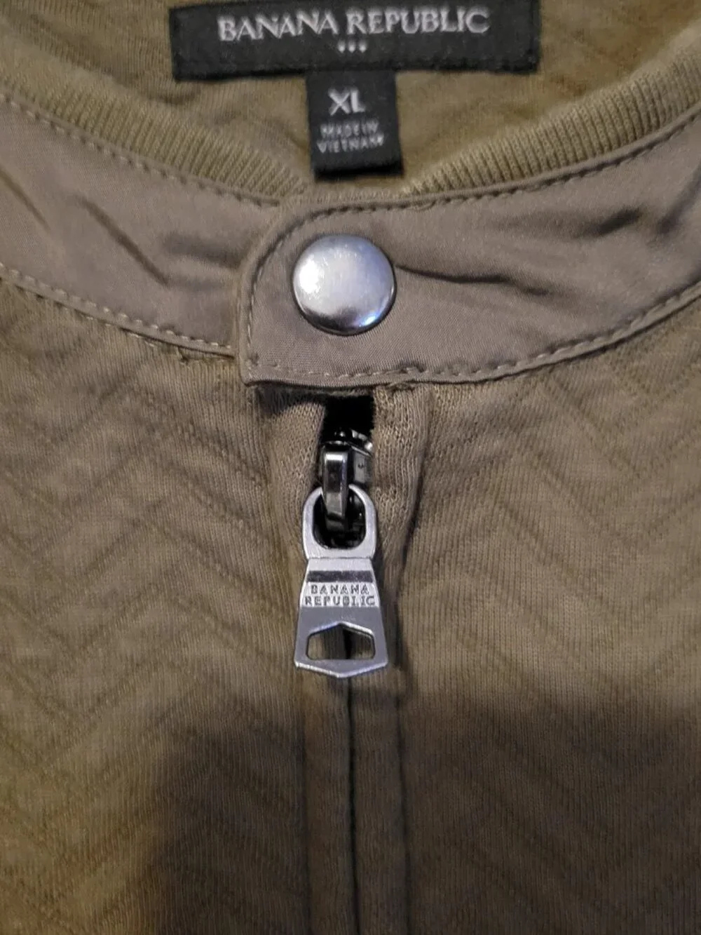 Banana Republic Herringbone Jacket Men's XL Olive Knit Bomber
